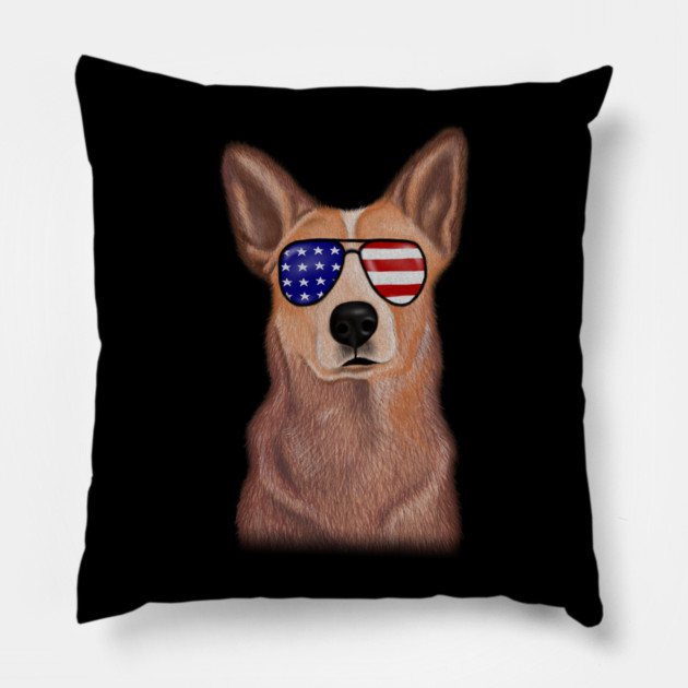 Proud Australian Cattle Dog Vintage America Flag Pillow by logiamerch