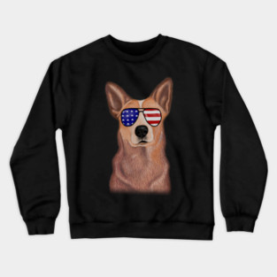 Proud Australian Cattle Dog Vintage America Flag Crewneck Sweatshirt