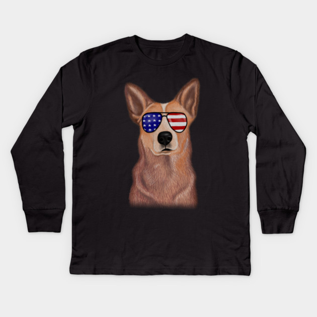 Proud Australian Cattle Dog Vintage America Flag Kids Long Sleeve T-Shirt by logiamerch