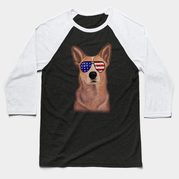 Proud Australian Cattle Dog Vintage America Flag Baseball T-Shirt by logiamerch