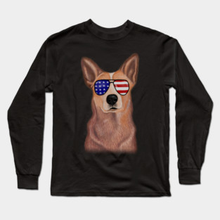 Proud Australian Cattle Dog Vintage America Flag Long Sleeve T-Shirt
