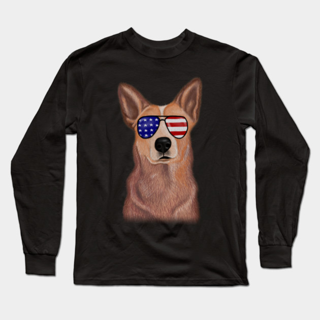 Proud Australian Cattle Dog Vintage America Flag Long Sleeve T-Shirt by logiamerch
