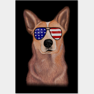 Proud Australian Cattle Dog Vintage America Flag Posters and Art