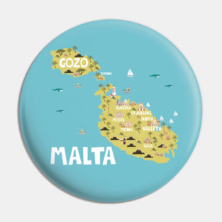 Malta Illustrated Map Pin