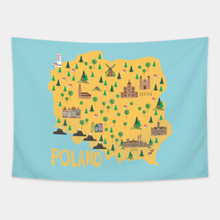 Poland Illustrated Map Tapestry