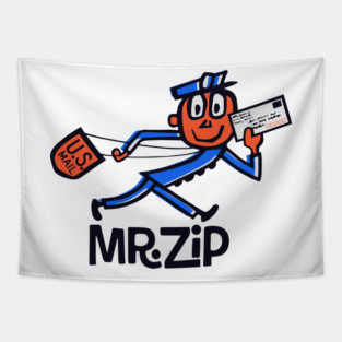 Mr. Zip Zippy T-Shirt – USPS Retro Mailman Design – Postal Worker Gift Tapestry