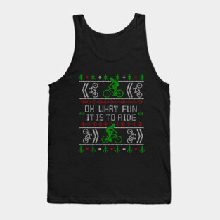 Biking Oh What Fun it is to Ride Ugly Christmas Sweater Bike Design Tank Top