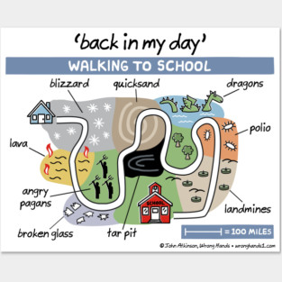 back in my day - walking to school Posters and Art