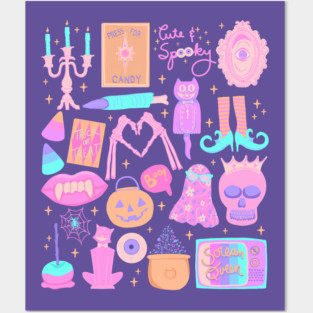 Cute and Spooky Pastel Halloween Posters and Art