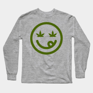 Hippie Face with Cannabis Leaves Long Sleeve T-Shirt