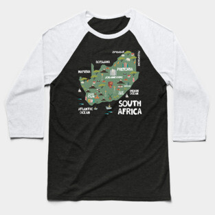 South Africa Illustrated Map Baseball T-Shirt