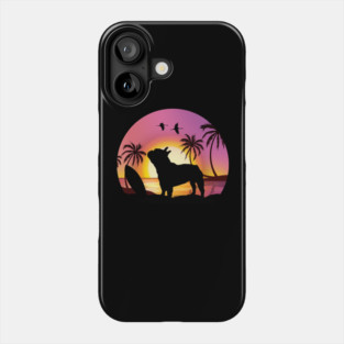 Summer for French lovers, French bulldog and beach, sunset, plam tree, surfing Phone Case