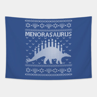 Funny Ugly Hanukkah Sweater, Dinosaur Menorah Dino Tapestry