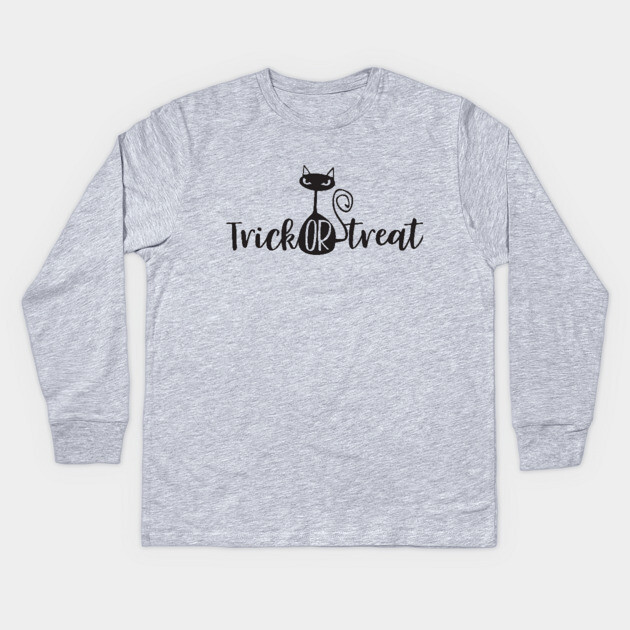 Trick or Treat Cat Kids Long Sleeve T-Shirt by MCALTees