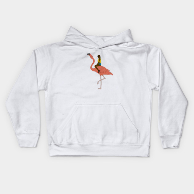 Afro Woman with Flamingo Tropical Kids Hoodie by logiamerch