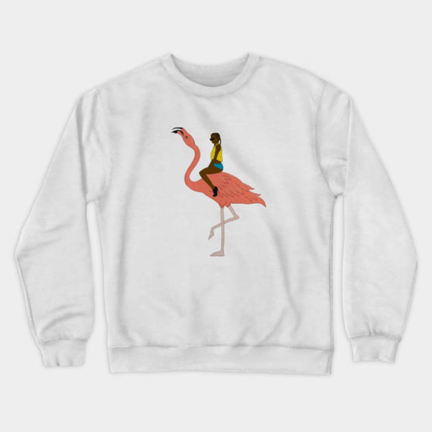 Afro Woman with Flamingo Tropical Crewneck Sweatshirt by logiamerch
