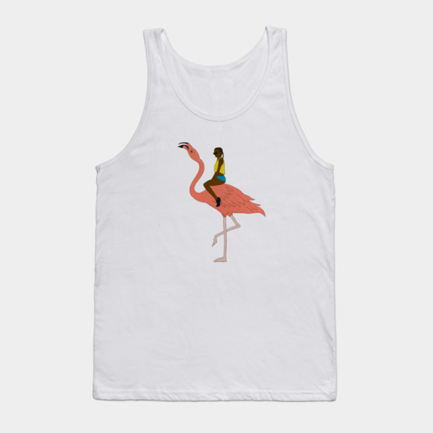 Afro Woman with Flamingo Tropical Tank Top by logiamerch