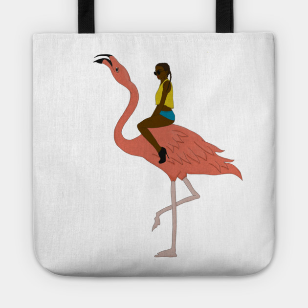 Afro Woman with Flamingo Tropical Tote by logiamerch