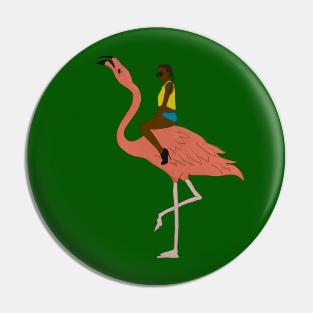 Afro Woman with Flamingo Tropical Pin by logiamerch