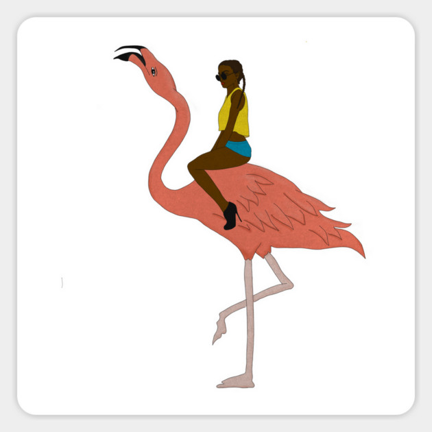 Afro Woman with Flamingo Tropical Sticker by logiamerch