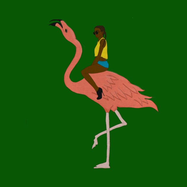 Afro Woman with Flamingo Tropical by logiamerch