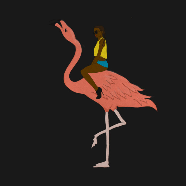 Afro Woman with Flamingo Tropical by logiamerch