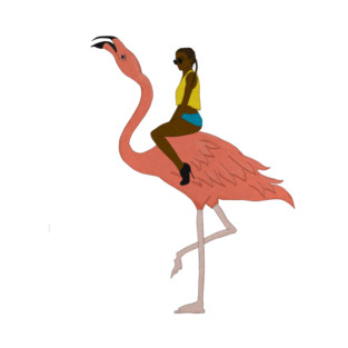 Afro Woman with Flamingo Tropical T-Shirt