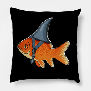 Funny Brave Goldfish Pretending to be a Shark Pillow