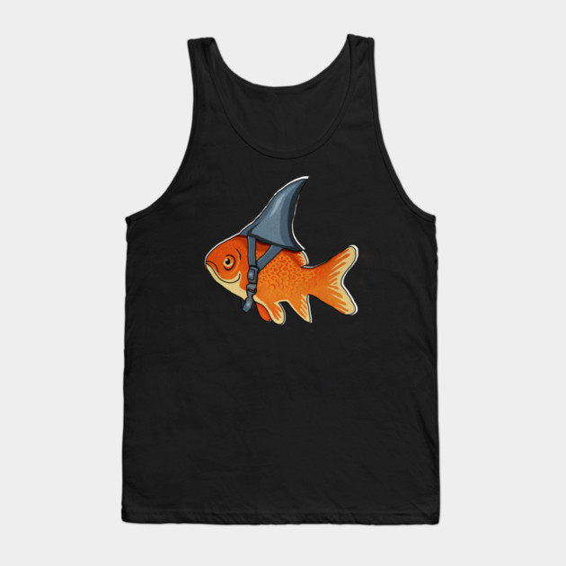 Funny Brave Goldfish Pretending to be a Shark Tank Top by logiamerch