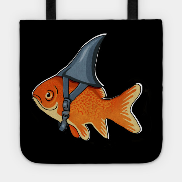 Funny Brave Goldfish Pretending to be a Shark Tote by logiamerch