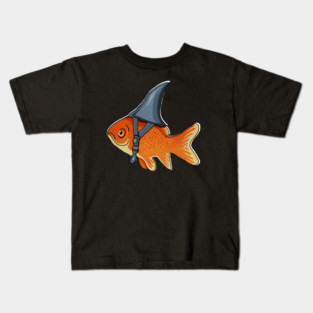 Funny Brave Goldfish Pretending to be a Shark Kids T-Shirt