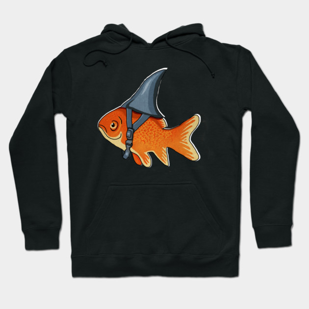 Funny Brave Goldfish Pretending to be a Shark Hoodie by logiamerch
