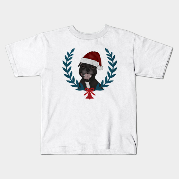 Xmas Pitbull Santa Claus Dog Lover Kids T-Shirt by logiamerch