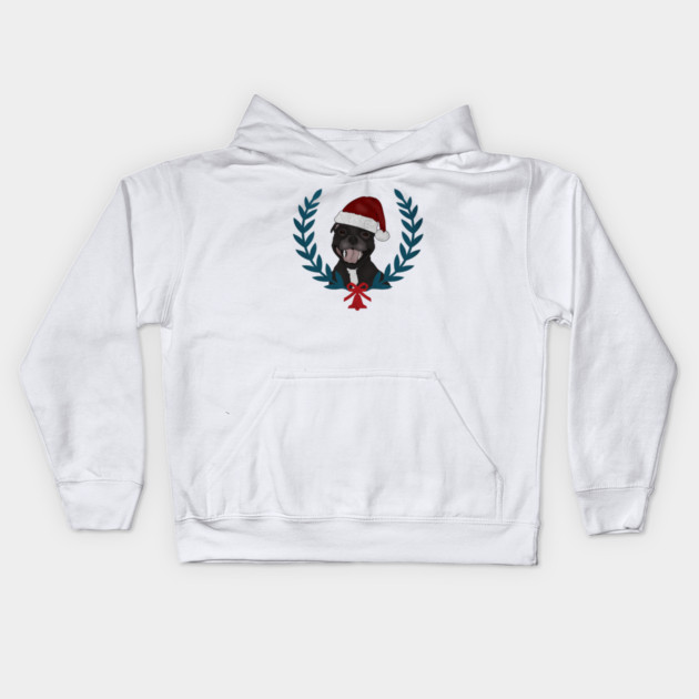 Xmas Pitbull Santa Claus Dog Lover Kids Hoodie by logiamerch
