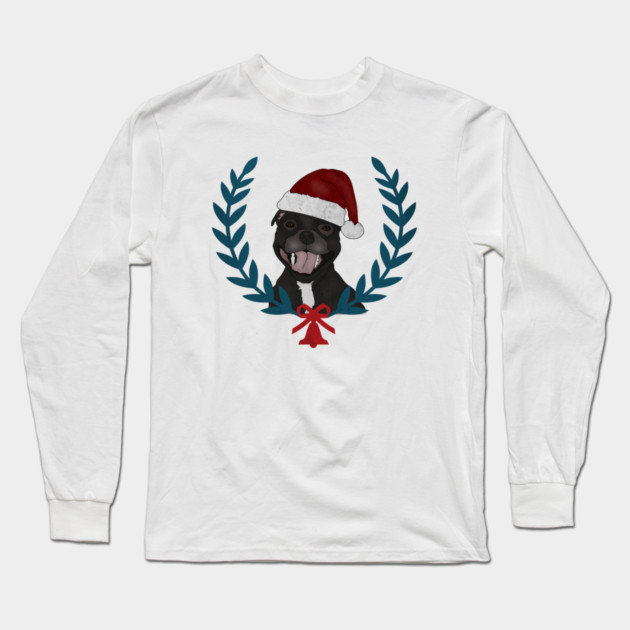 Xmas Pitbull Santa Claus Dog Lover Long Sleeve T-Shirt by logiamerch