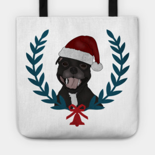 Xmas Pitbull Santa Claus Dog Lover Tote
