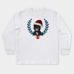 Xmas Pitbull Santa Claus Dog Lover Kids Long Sleeve T-Shirt