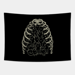 Neko Cat Ribcage Black and White by Tobe Fonseca Tapestry