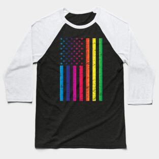 Vintage LGBT Gay Pride Rainbow Flag Diversity Graphic Baseball T-Shirt