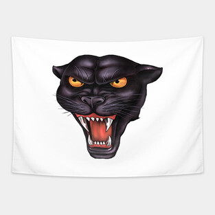 Rowdy Panther Head Tapestry