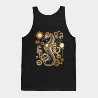 Steampunk Seahorse Vintage Surreal Art Tank Top