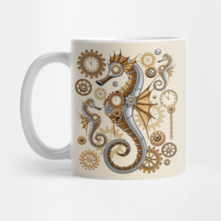 Steampunk Seahorse Vintage Surreal Art Mug