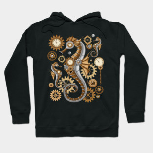 Steampunk Seahorse Vintage Surreal Art Hoodie