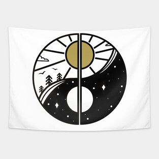 Yin Yang Night Day Tapestry