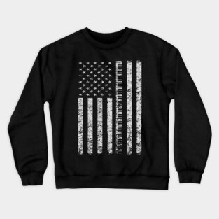 Vintage Piano Keyboard Player American Flag Distressed Crewneck Sweatshirt
