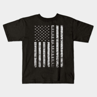 Vintage Piano Keyboard Player American Flag Distressed Kids T-Shirt