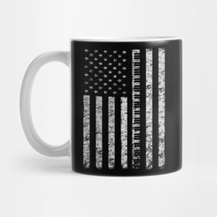 Vintage Piano Keyboard Player American Flag Distressed Mug