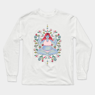 Blue Mood Fat Yoga Body Positivity Long Sleeve T-Shirt