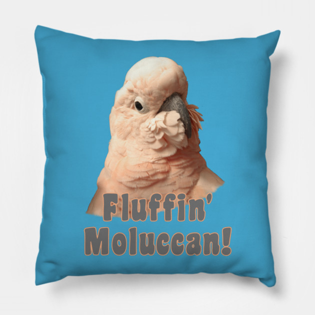Moluccan Cockatoo Parrot Fluffin' Fluffenchops Pillow by Einstein Parrot