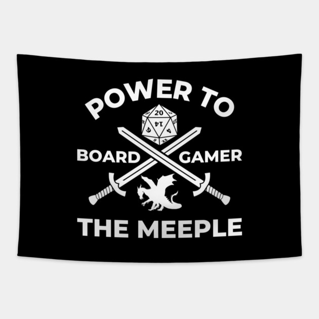 Power to the Meeple BoardGamer Fantasy Role Playing Table Top Tapestry by Joaddo